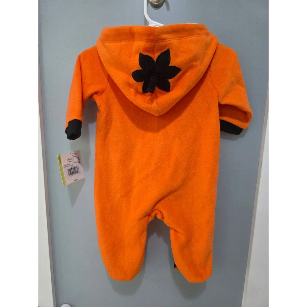 Little Me Pumpkin Halloween Costume Fleece Footed Hooded Jumpsuit Baby